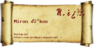 Miron Ákos névjegykártya